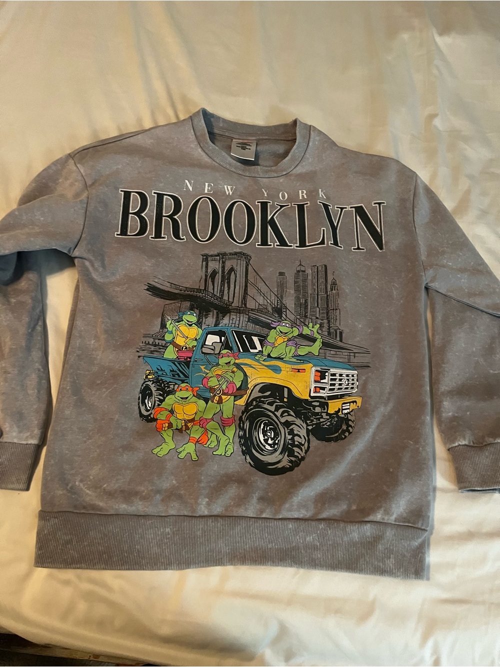 Nickelodeon Gray Brooklyn TMNT Crewneck Sweatshirt